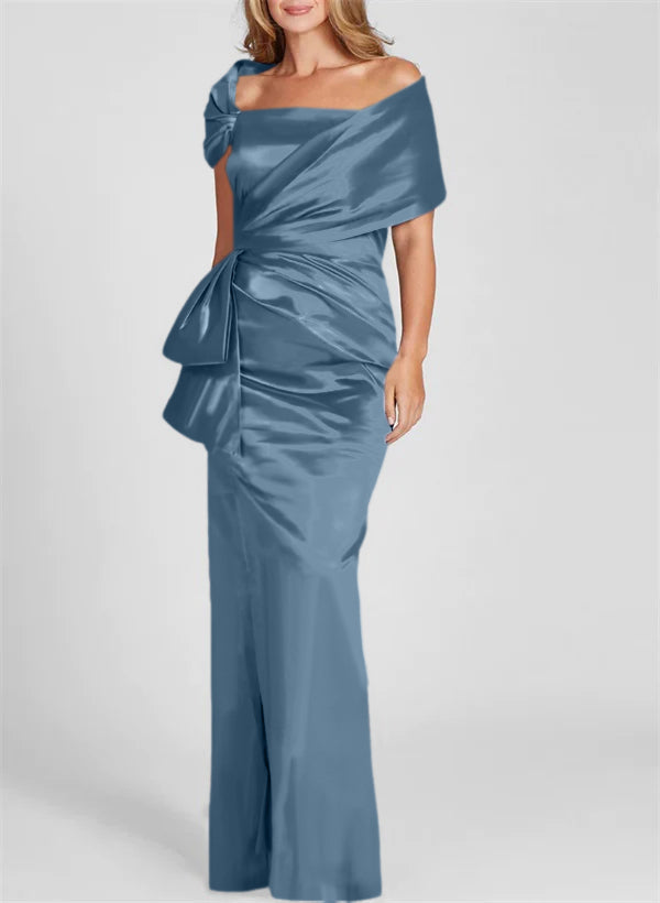 Etuikleid/Säulenkleid schulterfrei, bodenlang, Mutter-der-Braut-Kleid