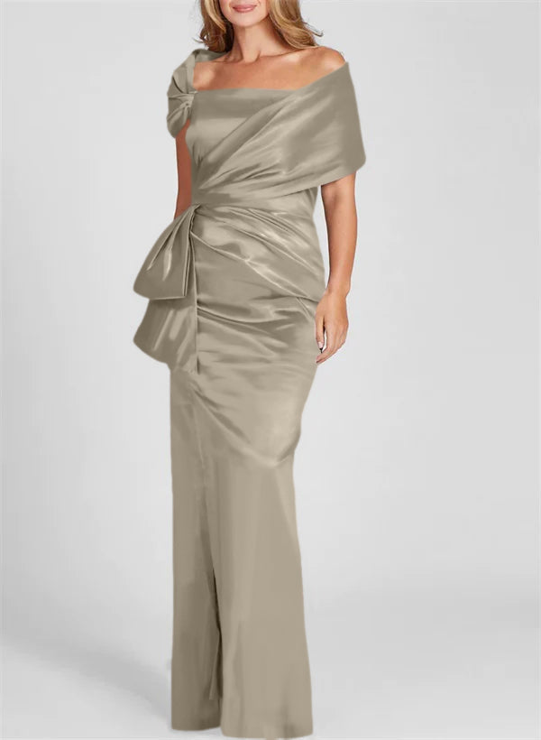 Etuikleid/Säulenkleid schulterfrei, bodenlang, Mutter-der-Braut-Kleid