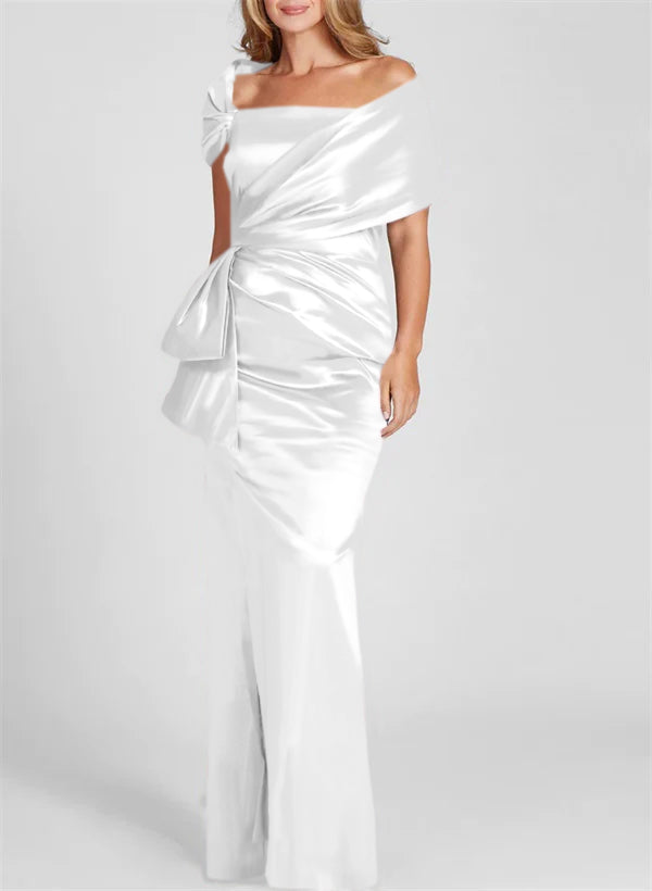 Etuikleid/Säulenkleid schulterfrei, bodenlang, Mutter-der-Braut-Kleid