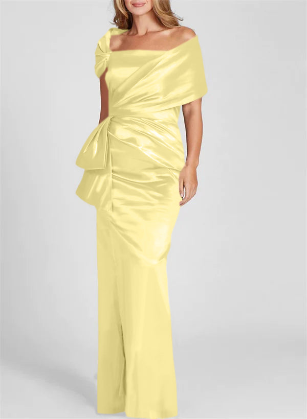 Etuikleid/Säulenkleid schulterfrei, bodenlang, Mutter-der-Braut-Kleid
