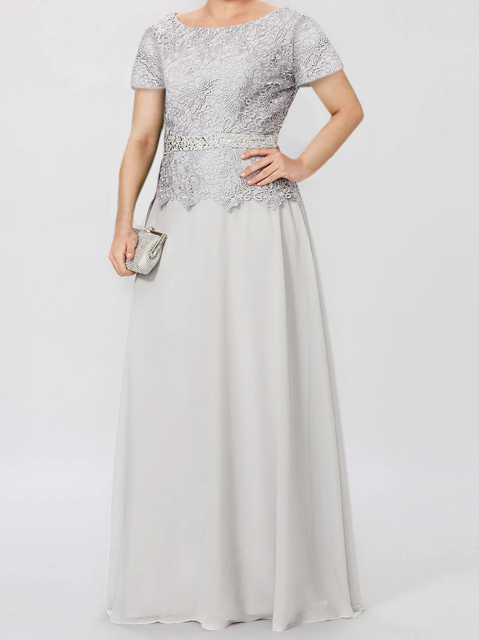 Robes de mère de la mariée ligne A/princesse manches courtes avec appliques et sequins