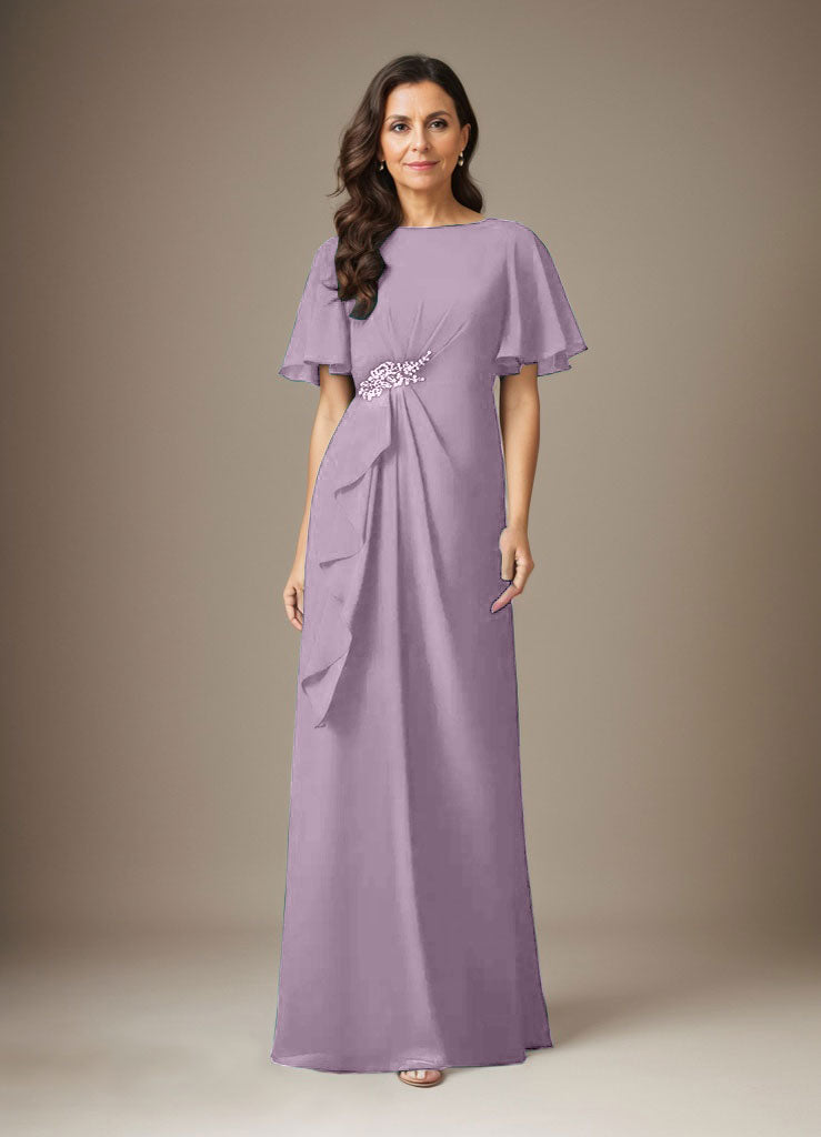 Dunkelmarineblaues Etuikleid mit Perlenbesatz aus Chiffon