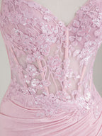 Mermaid Spaghetti Straps V-Neck Sequins Prom Dress with Slit