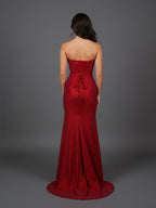 Mermaid Strapless Keyholes Long Prom Dress with Beads
