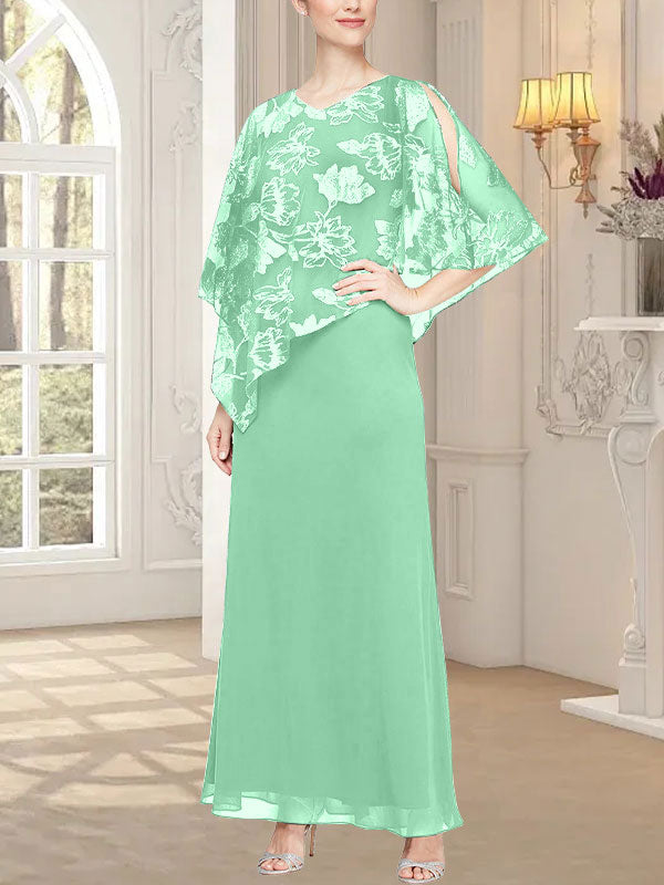 Long Glitter Mesh Dress with Novelty Asymmetric Overlay Bodice