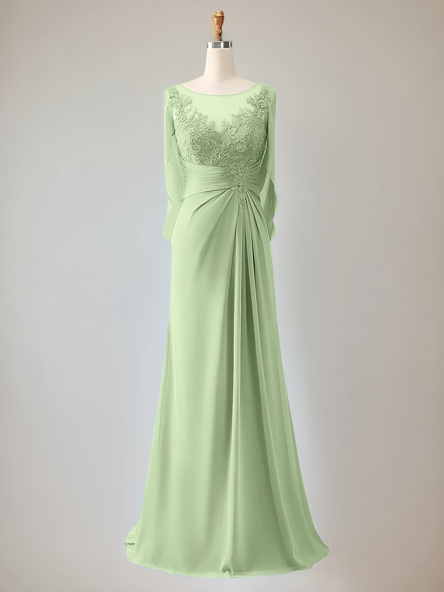 Trumpet/Mermaid Chiffon-Mutter-der-Braut-Kleid mit Rundhalsausschnitt, 1/2-Ärmeln und Perlenbesatz
