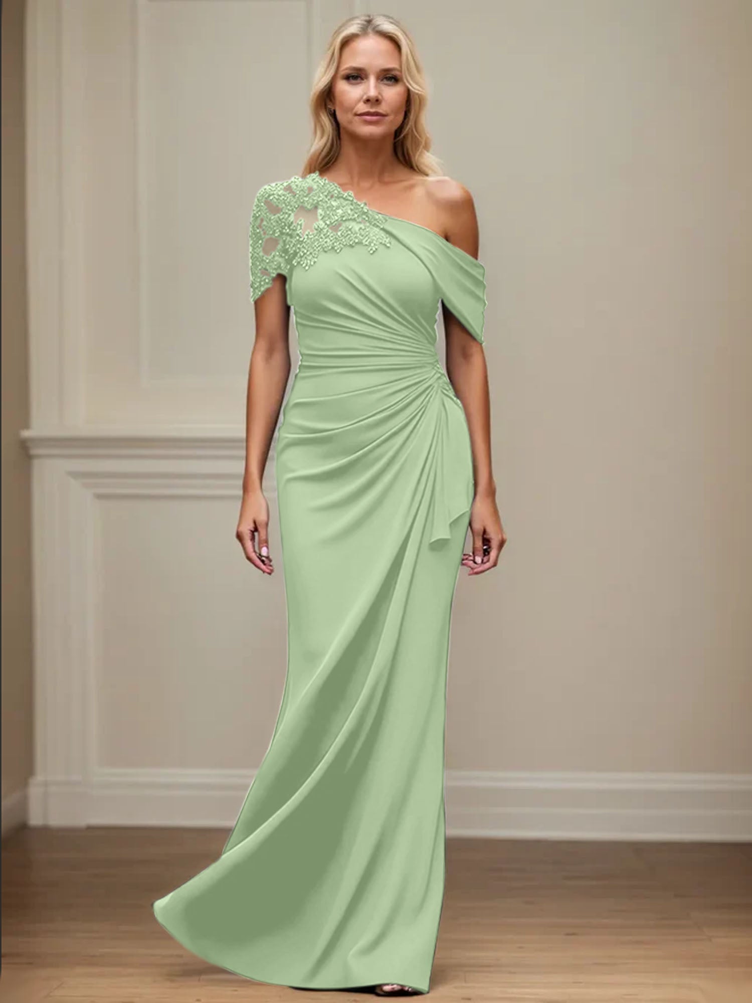 Trumpet/Meerjungfrau Mutter-der-Braut-Kleid mit asymmetrischem Schnitt und Applikationen