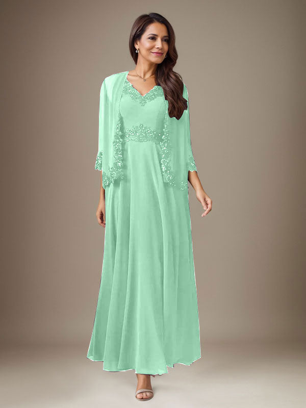 Pflaume A-Linie Pailletten Chiffon Kleid