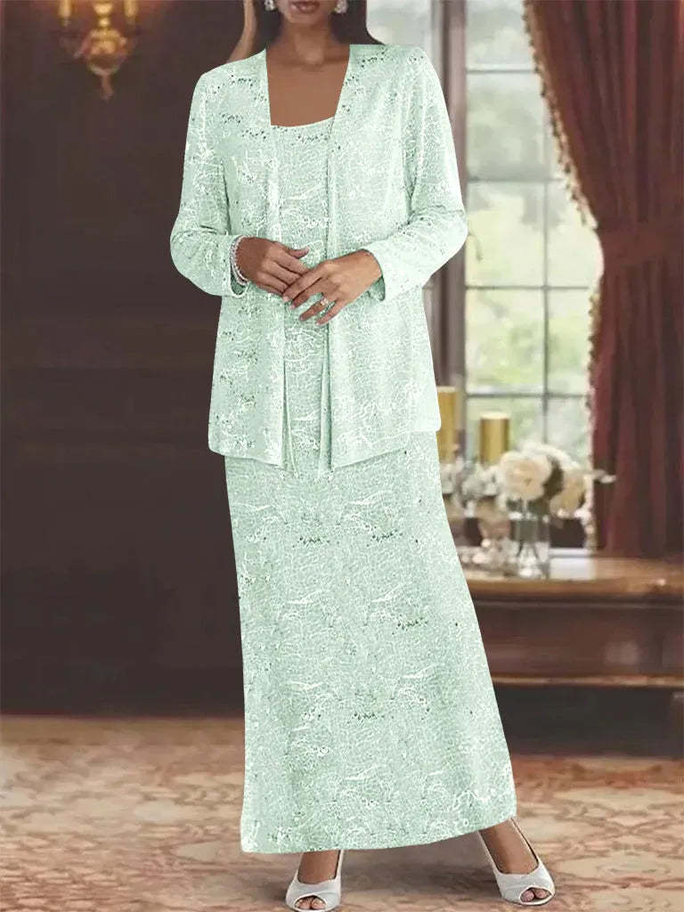 Chiffon-Brautmutterkleider mit Pailletten und Jacke