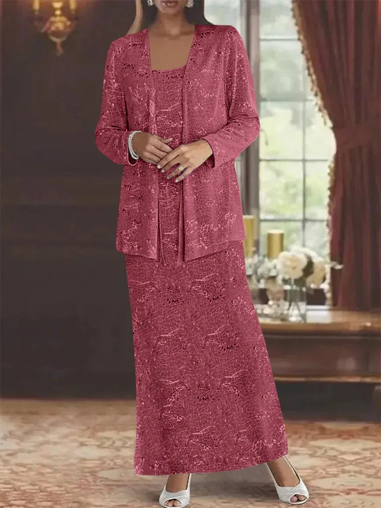 Chiffon-Brautmutterkleider mit Pailletten und Jacke