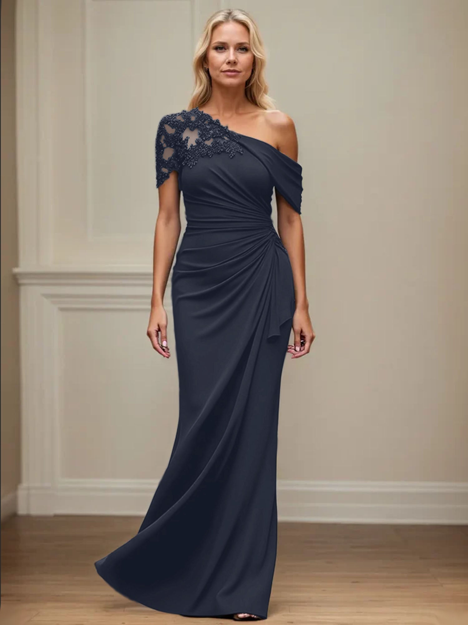 Trumpet/Meerjungfrau Mutter-der-Braut-Kleid mit asymmetrischem Schnitt und Applikationen