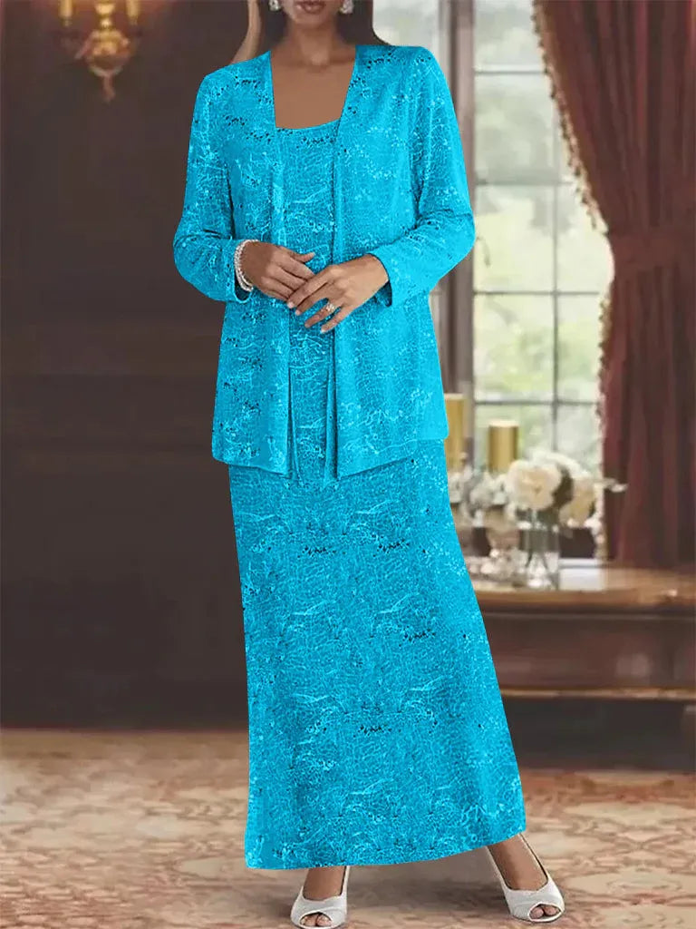 Chiffon-Brautmutterkleider mit Pailletten und Jacke