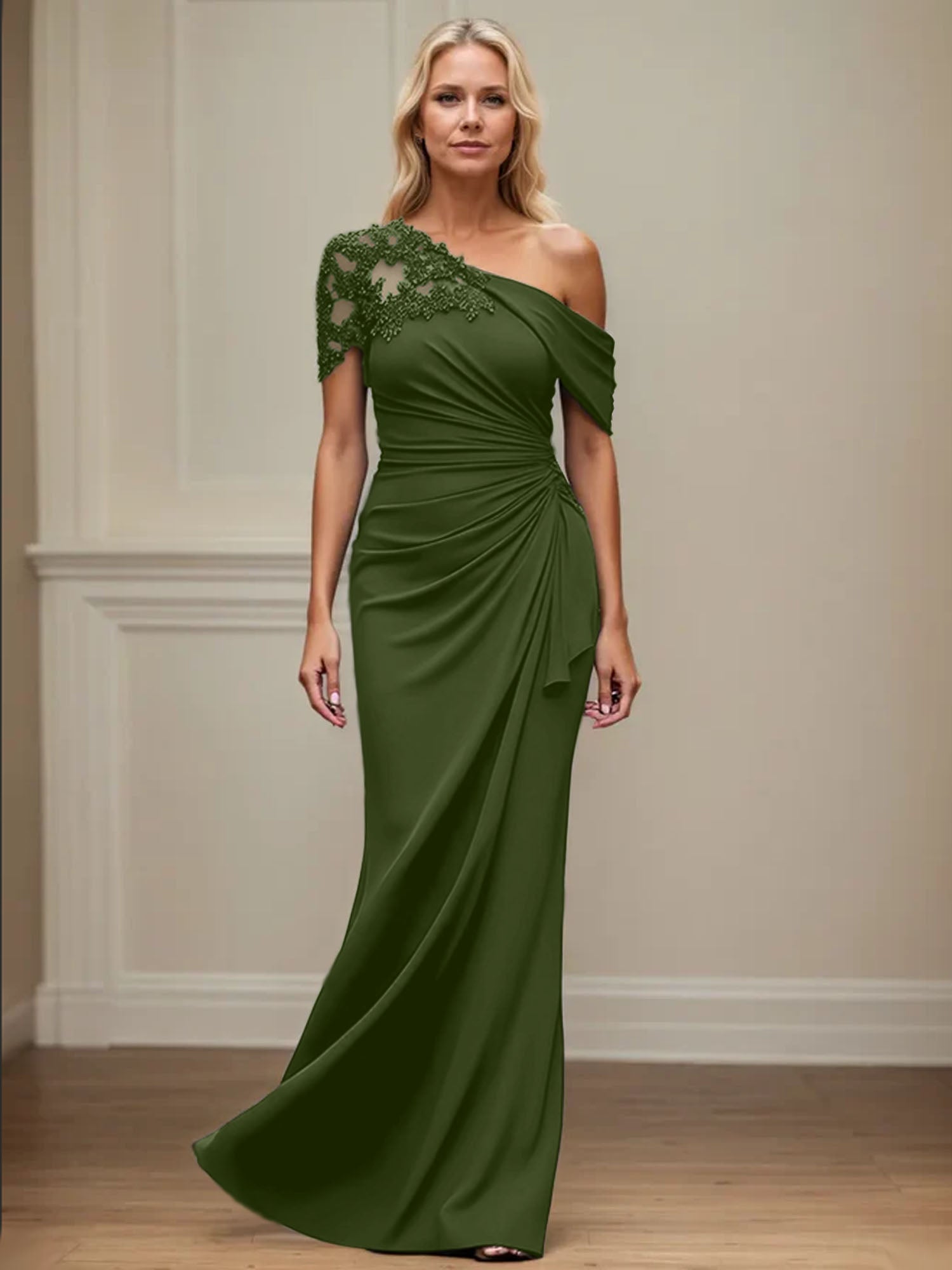 Trumpet/Meerjungfrau Mutter-der-Braut-Kleid mit asymmetrischem Schnitt und Applikationen