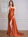 One Shoulder Prom Dress Simple Stretchy Long Bridesmaid Evening Gown