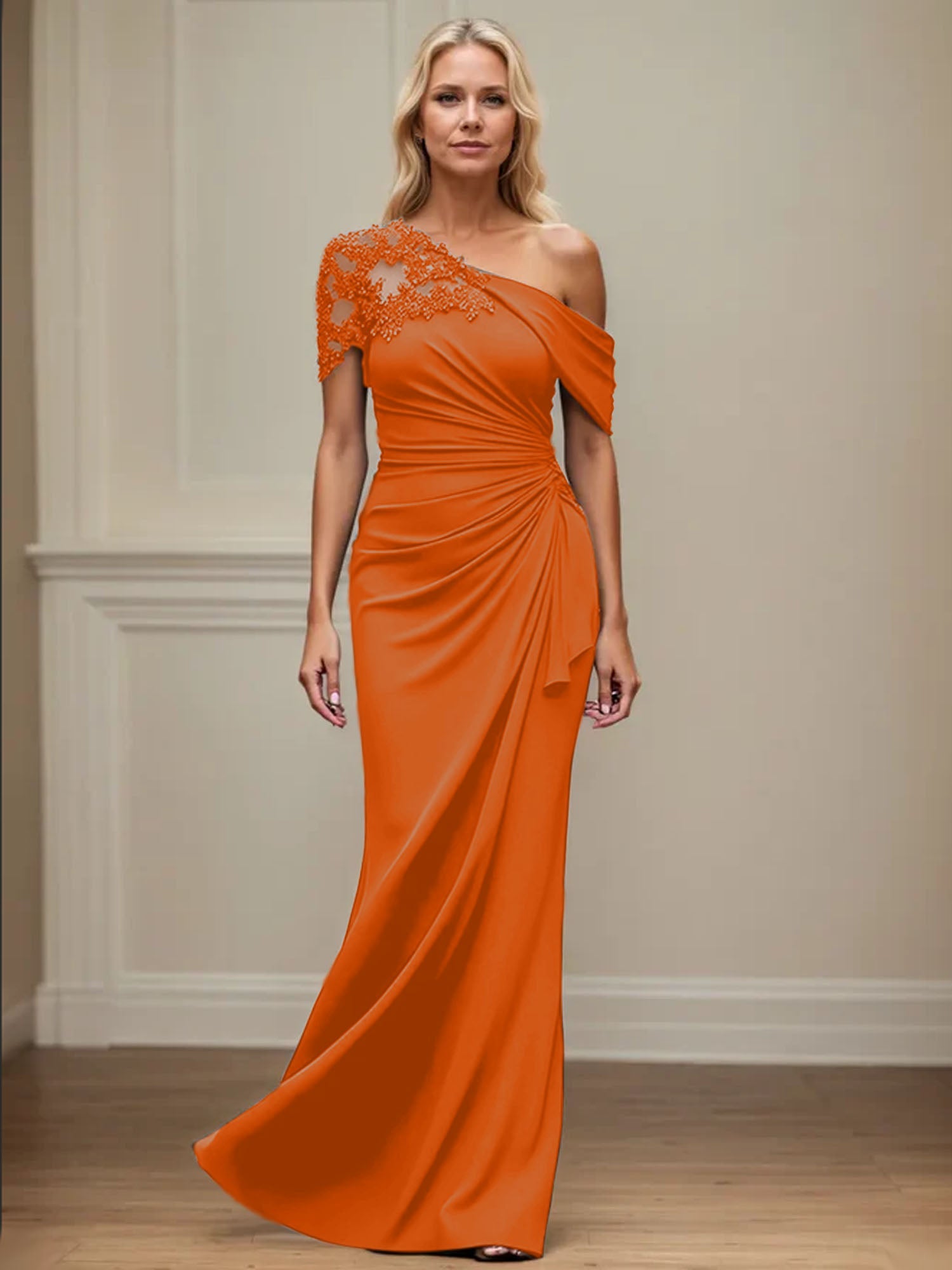 Trumpet/Meerjungfrau Mutter-der-Braut-Kleid mit asymmetrischem Schnitt und Applikationen