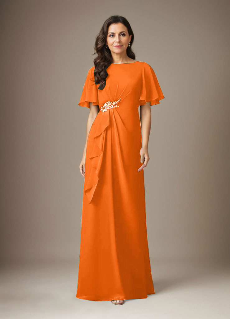 Dunkelmarineblaues Etuikleid mit Perlenbesatz aus Chiffon