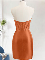 Orange Bodycon Strapless Corset Short Homecoming Dress