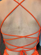 Orange Spaghetti Straps Ruched Sheath Short Homecoming Dress