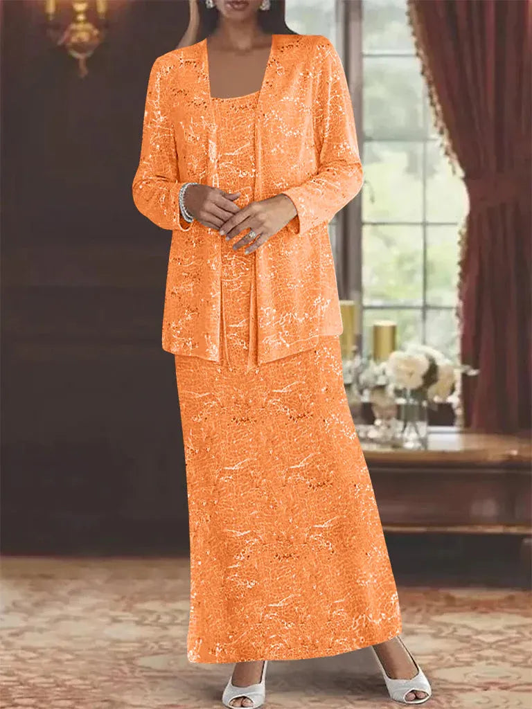 Chiffon-Brautmutterkleider mit Pailletten und Jacke