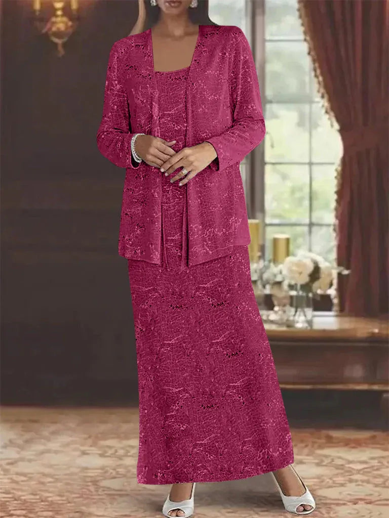 Chiffon-Brautmutterkleider mit Pailletten und Jacke