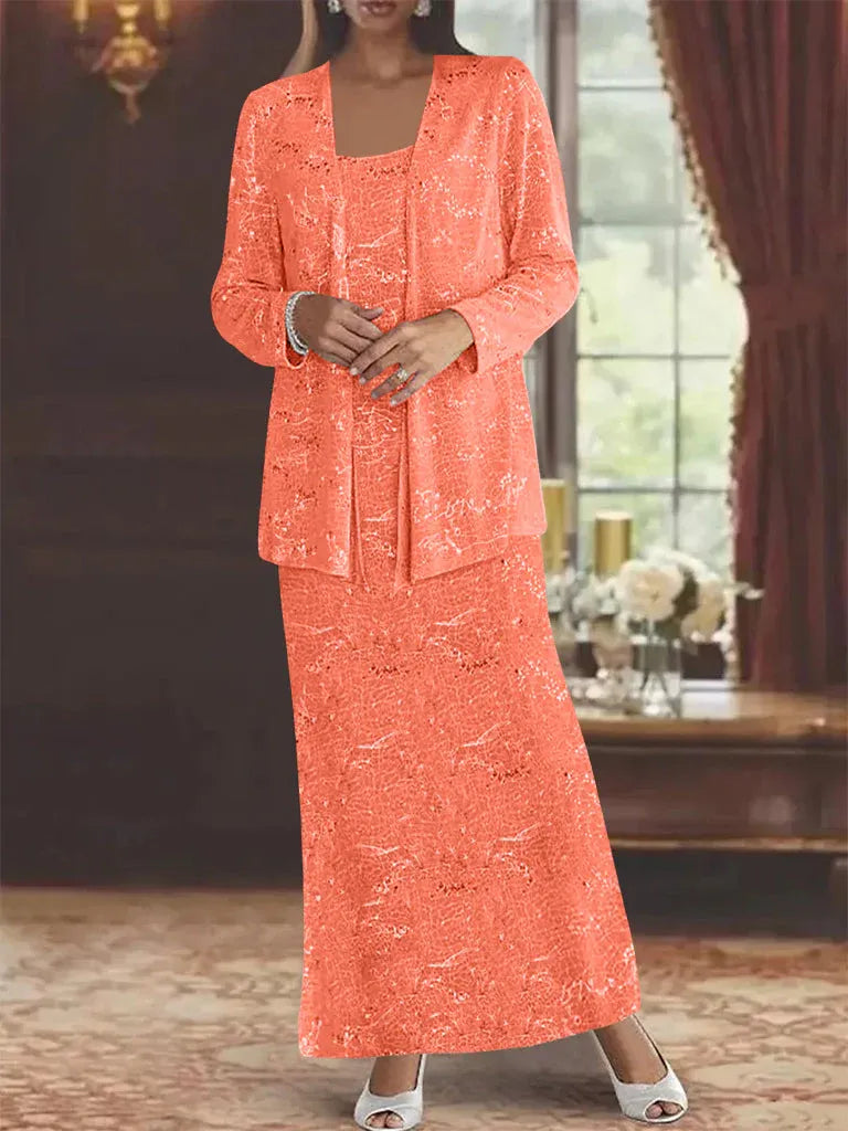 Chiffon-Brautmutterkleider mit Pailletten und Jacke