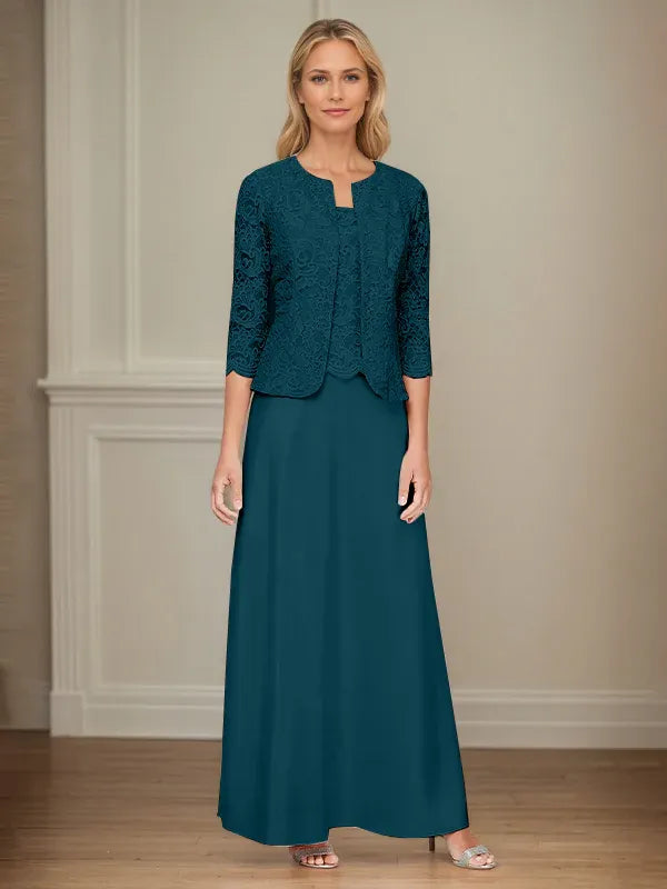 Glitzer Spitzen- & Satinrock Jackenkleid mit offener Jacke