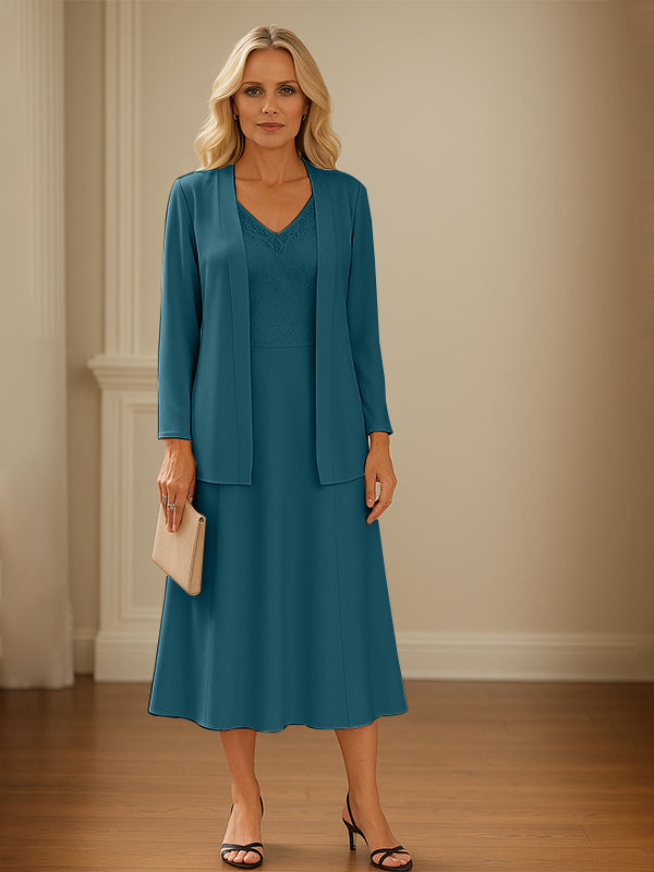 Chiffon-Rock Kleid für Mutter der Braut mit offenem Jackett
