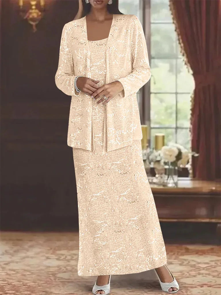 Chiffon-Brautmutterkleider mit Pailletten und Jacke