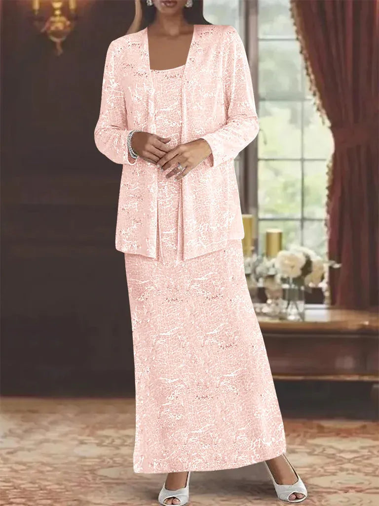 Chiffon-Brautmutterkleider mit Pailletten und Jacke