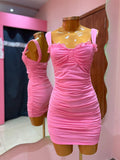 Pink Straps Sweetheart Bodycon Short Homecoming Dress