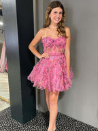 Pink Sweetheart A-Line Short Tulle Homecoming Dress