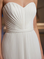 Plissiertes Klassisches Trägerloses Ärmelloses Langes Formelles Kleid