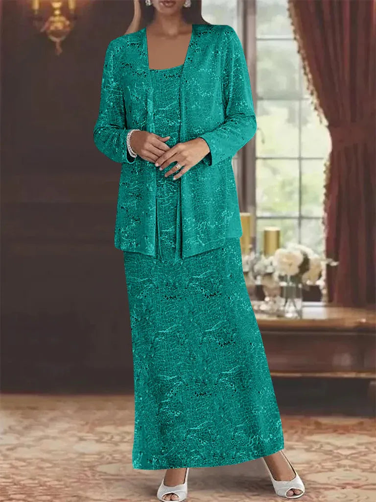 Chiffon-Brautmutterkleider mit Pailletten und Jacke