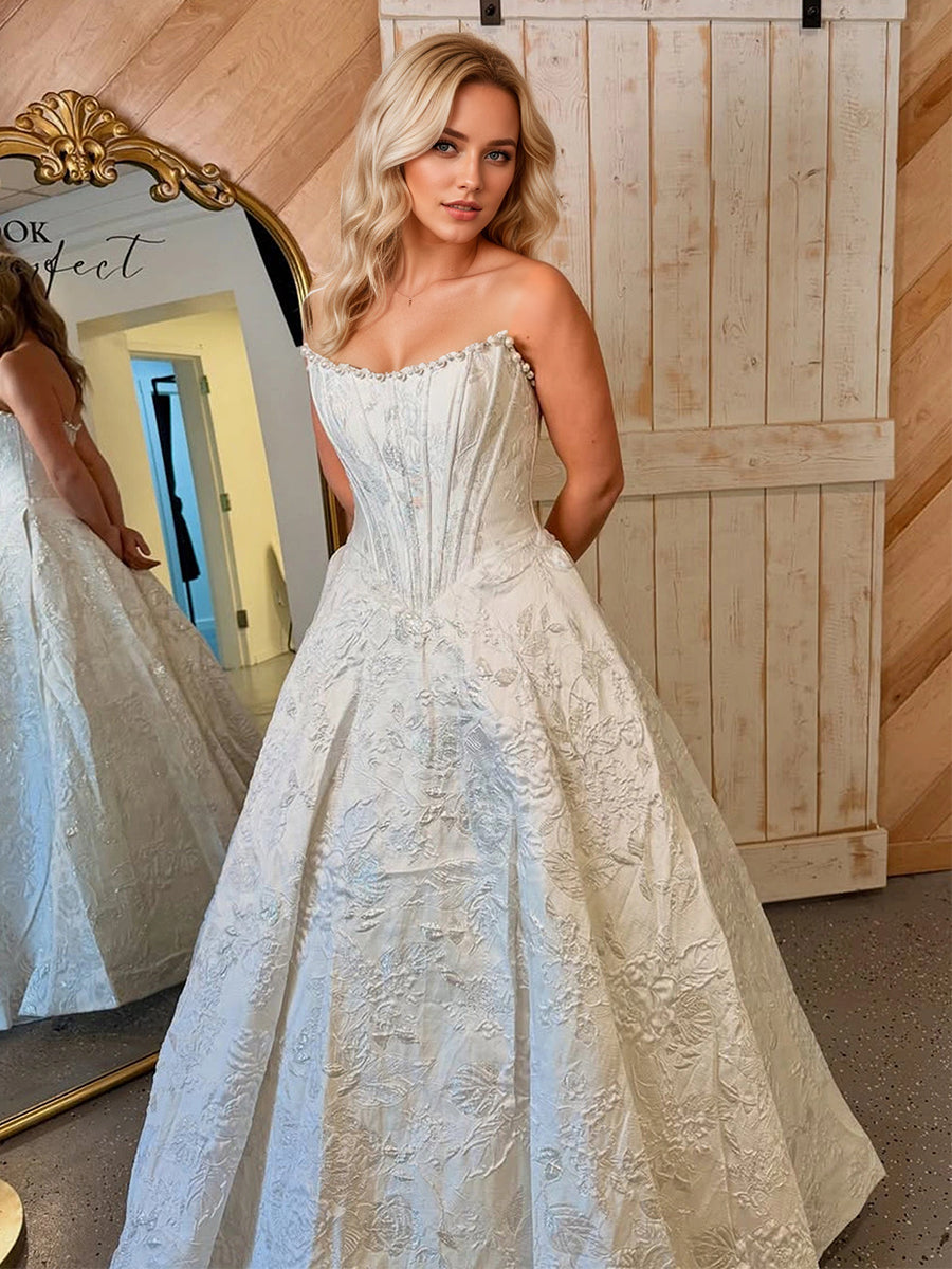 Prom Dresses 3D Floral Strapless Evening Party Dresses with Bead