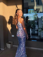 Purple Single Spaghetti Strap Sequin One-Shoulder Prom Dress