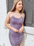 Purple Bodycon Criss-Cross Back Sequin Homecoming Dress