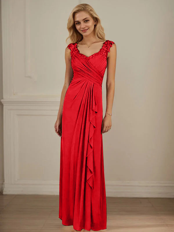 Champagner A-Linien Herzausschnitt Falten Mesh Kleid