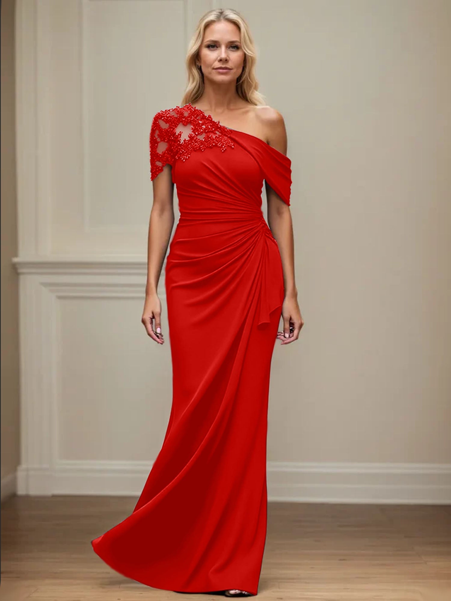 Trumpet/Meerjungfrau Mutter-der-Braut-Kleid mit asymmetrischem Schnitt und Applikationen