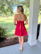 A Line Halter Short Satin Homecoming Dress