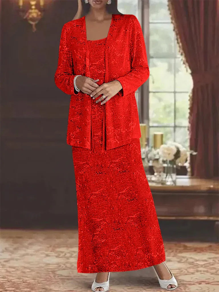 Chiffon-Brautmutterkleider mit Pailletten und Jacke