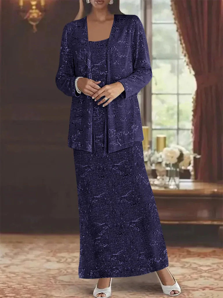 Chiffon-Brautmutterkleider mit Pailletten und Jacke