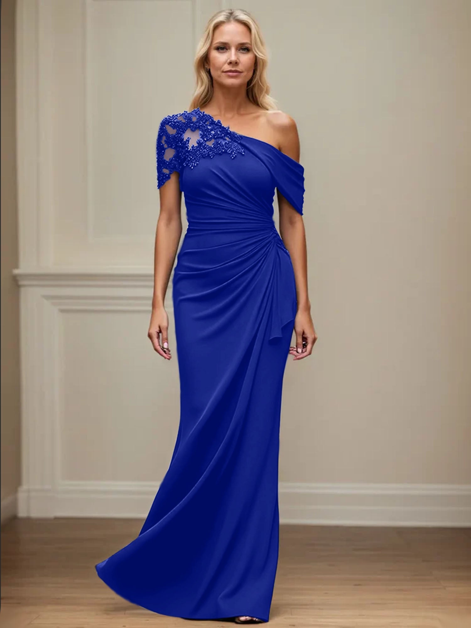 Trumpet/Meerjungfrau Mutter-der-Braut-Kleid mit asymmetrischem Schnitt und Applikationen
