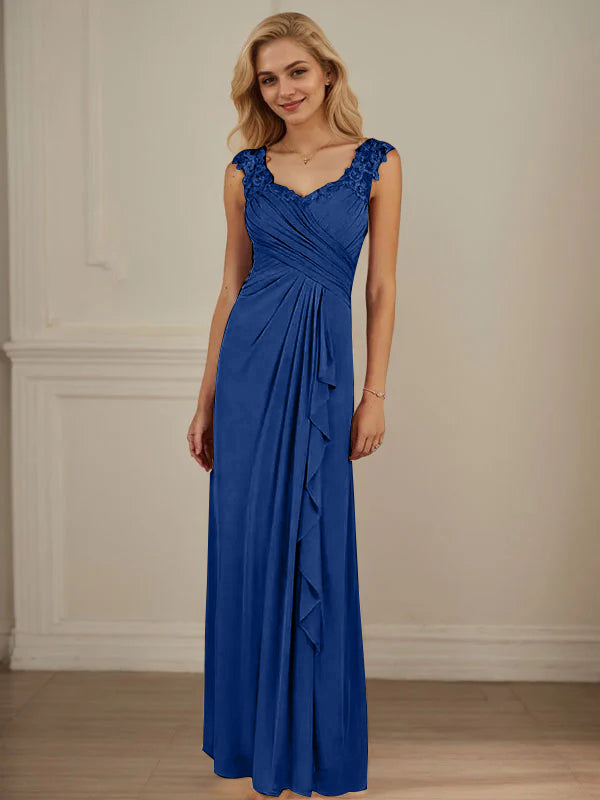 Champagner A-Linien Herzausschnitt Falten Mesh Kleid