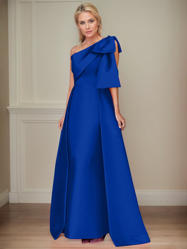 A-Linien trägerloses Satin-Mutter-der-Braut-Kleid mit Schleifen
