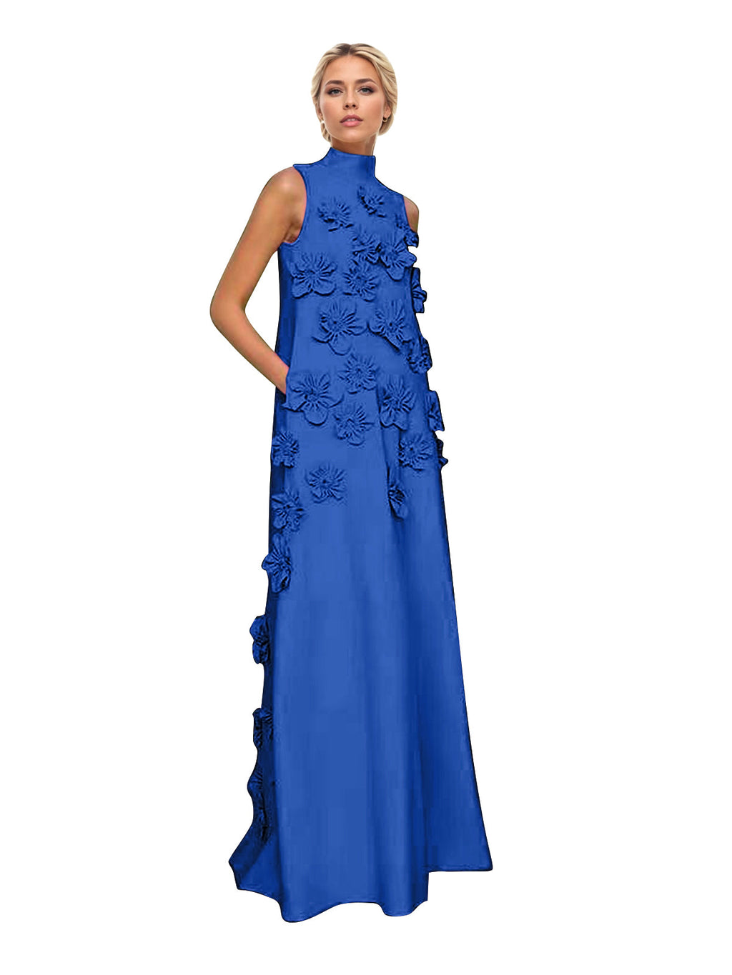 Vestido Longo Hank com Aplicação de Flores