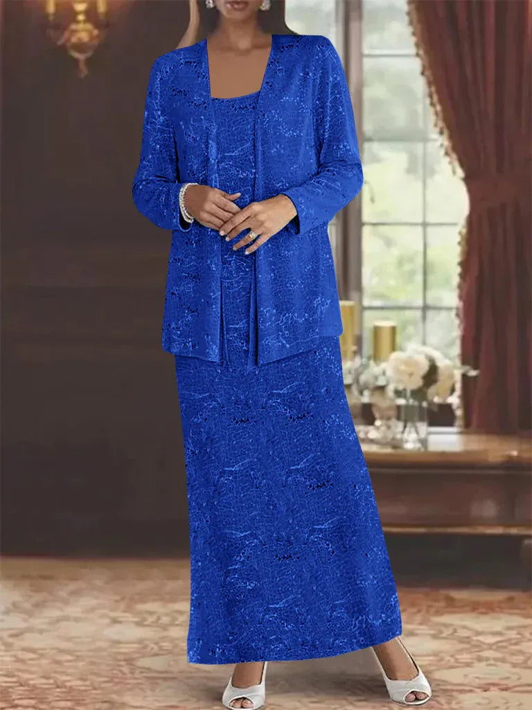 Chiffon-Brautmutterkleider mit Pailletten und Jacke