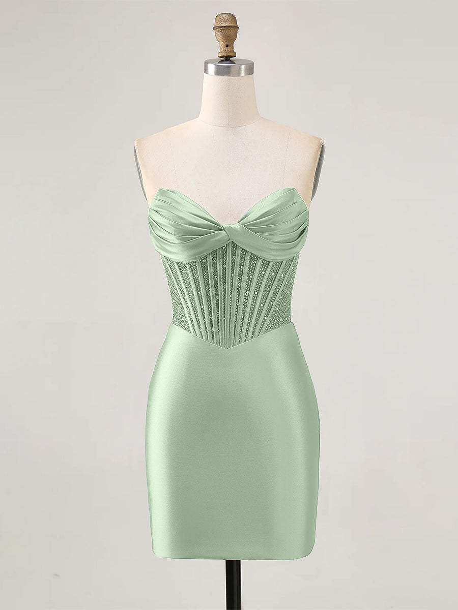 Robe de bal bustier moulante à corset perlé