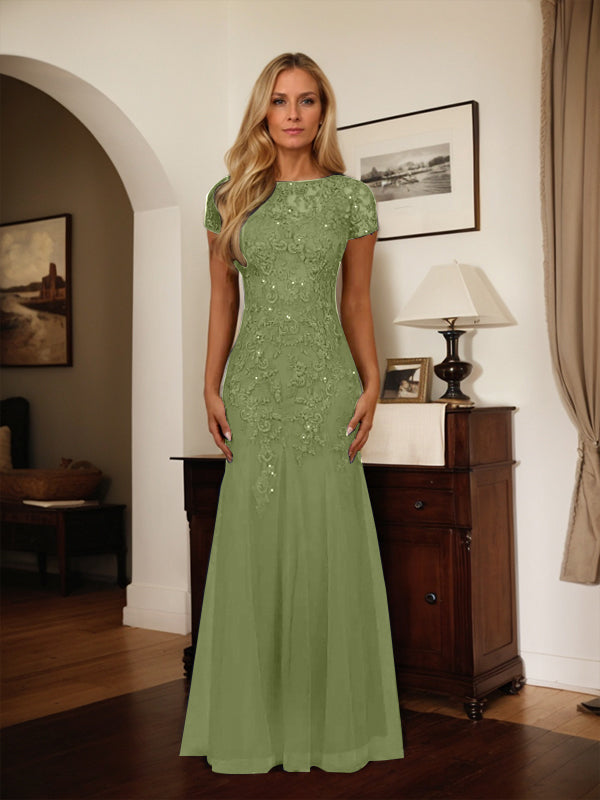 Dark Navy Mermaid Scoop Sequins Tulle Dress