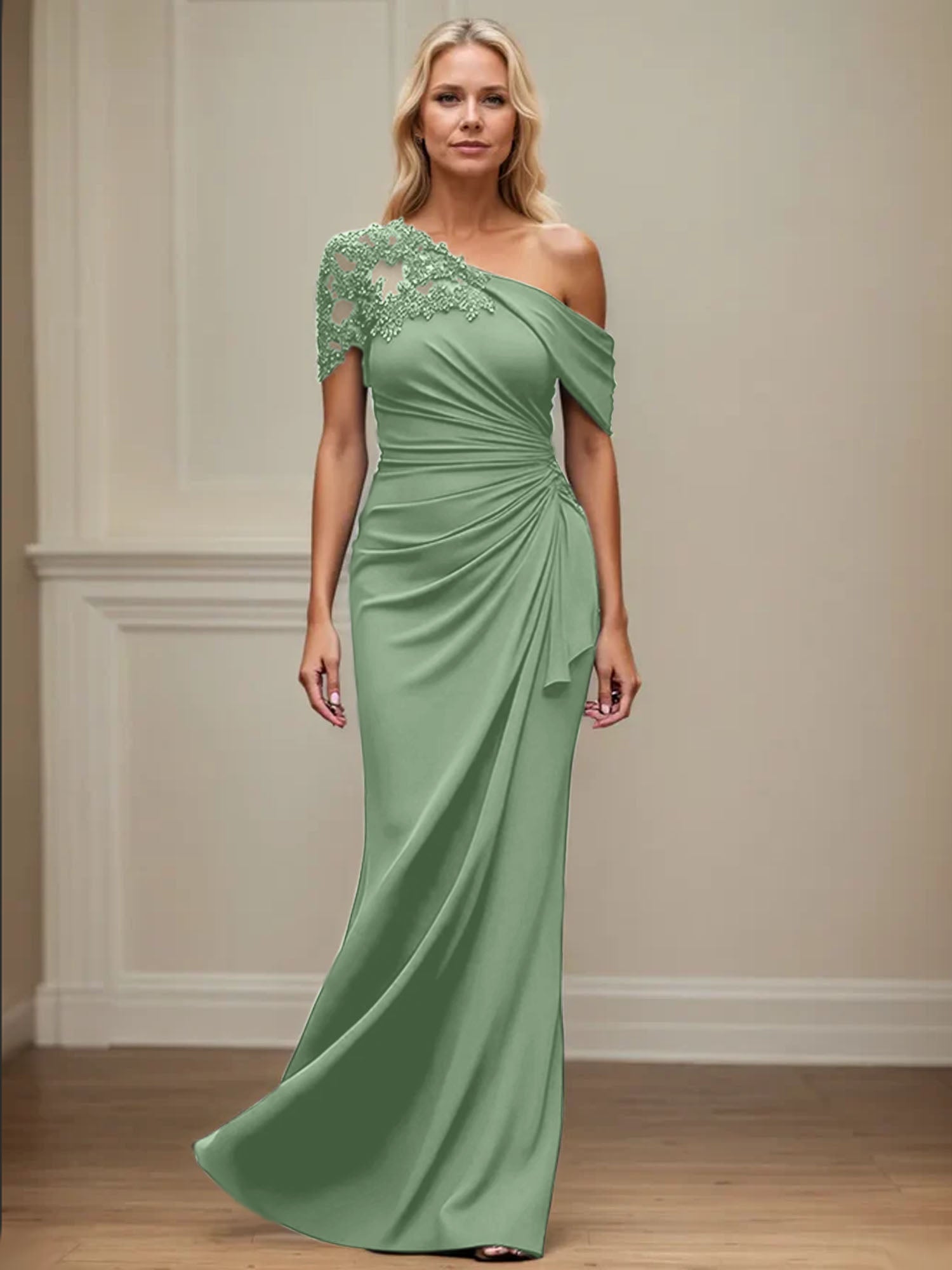 Trumpet/Meerjungfrau Mutter-der-Braut-Kleid mit asymmetrischem Schnitt und Applikationen