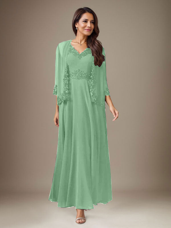 Pflaume A-Linie Pailletten Chiffon Kleid